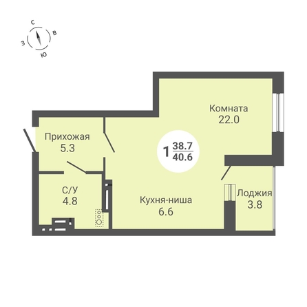 
  Продается студия, 40.6 м², ЖК На Петухова, дом 2
. Фото 1.