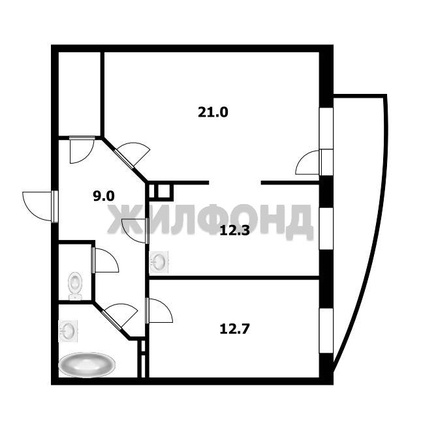 
  Продается 2-комн. квартира, 62.6 м², Галущака ул, д. 15
. Фото 16.