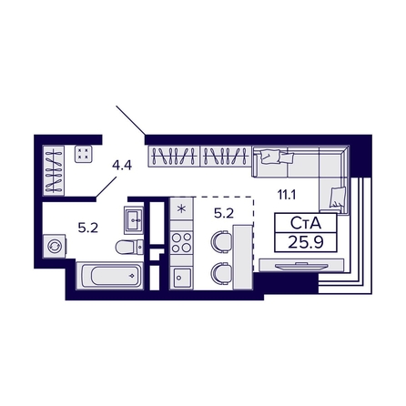 
  Продается студия, 25.9 м², ЖК Citatum (Цитатум)
. Фото 1.