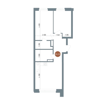 
  Продается 3-комн. квартира, 56.3 м², ЖК 19/56 Кварталы Телецентра, сек 6
. Фото 1.