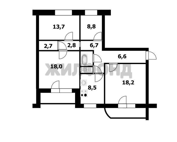 
  Продается 4-комн. квартира, 76.8 м², Красина ул, д. 60
. Фото 2.