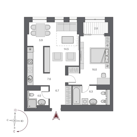 
  Продается 2-комн. квартира, 63.1 м², ЖК Дом Нобель
. Фото 1.