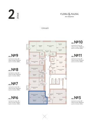 
  Продается 2-комн. квартира 51 м², в ЖК Флора и Фауна, 18а. Фото 3.