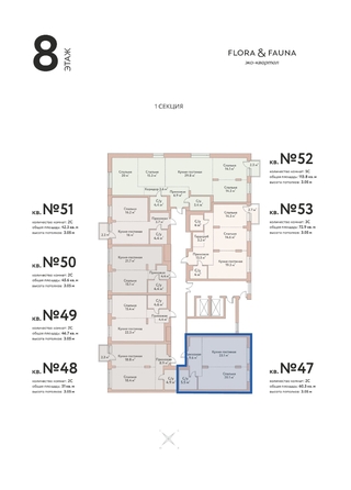 
  Продается 2-комн. квартира 60.3 м², в ЖК Флора и Фауна, 18а. Фото 3.