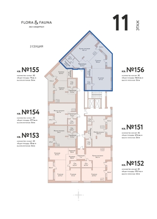 
  Продается 2-комн. квартира 142.2 м², в ЖК Флора и Фауна, 18а. Фото 3.