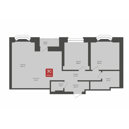 
  Продается 3-комн. квартира 61.55 м², в ЖК Промышленная 7. Фото 2.