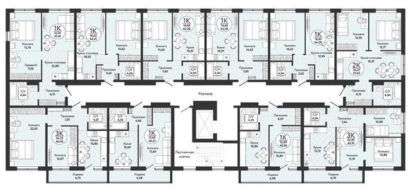 
  Продается 1-комн. квартира, 42.28 м², ЖК Одоевский, дом 4
. Фото 1.