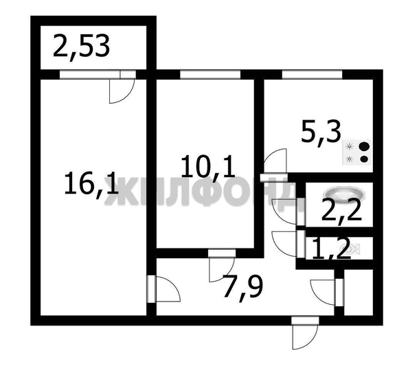 
  Продается 2-комн. квартира, 45 м², Максима Горького ул, д. 104
. Фото 2.