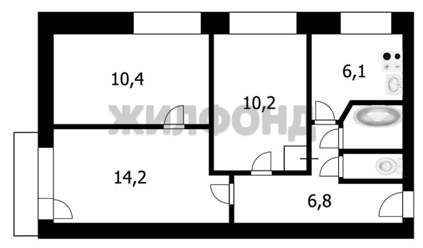 
  Продается 3-комн. квартира, 50.5 м², Ключ-Камышенское Плато ул, д. 6
. Фото 12.