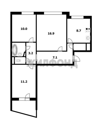 
  Продается 3-комн. квартира, 61.9 м², Земнухова ул, д. 5/1
. Фото 14.