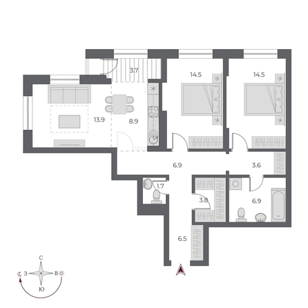 
  Продается 3-комн. квартира, 84.7 м², ЖК ОСКАР, дом 1
. Фото 1.
