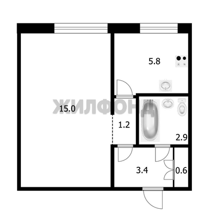 
  Продается 1-комн. квартира, 29 м², Южный мкр, д. 37
. Фото 6.