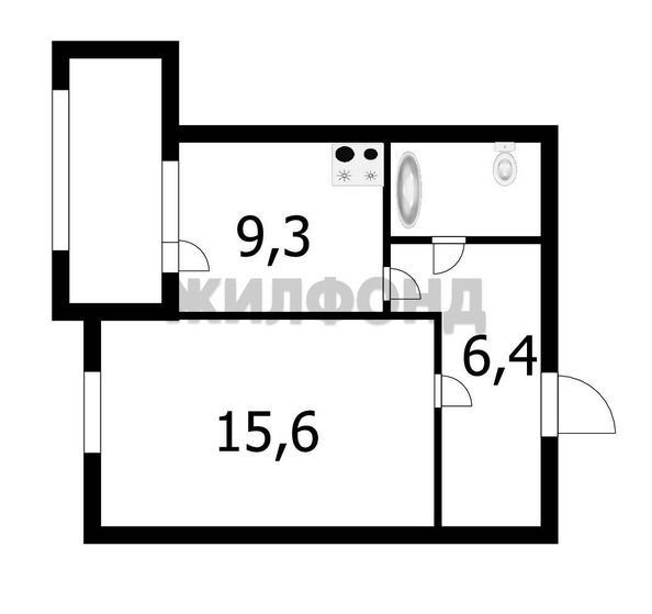 
  Продается 1-комн. квартира, 34.6 м², Фабричная ул, д. 22
. Фото 1.
