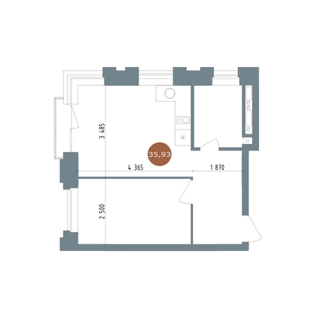 
  Продается 2-комн. квартира, 35.93 м², ЖК 19/56 Кварталы Телецентра, сек 4
. Фото 1.