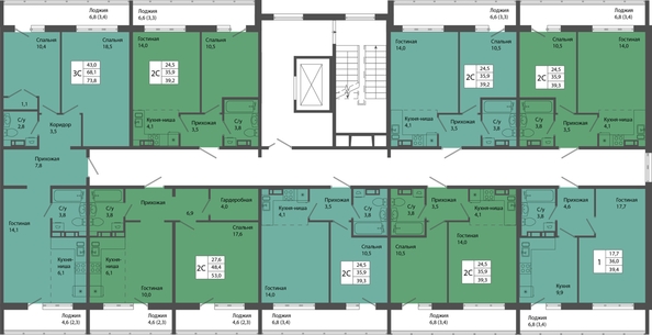 
  Продается 3-комн. квартира, 73.8 м², ЖК Родина, дом 4
. Фото 1.
