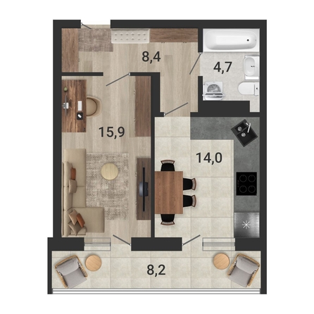 
  Продается 1-комн. квартира, 45.4 м², ЖК Тетрис, корпус 2
. Фото 1.