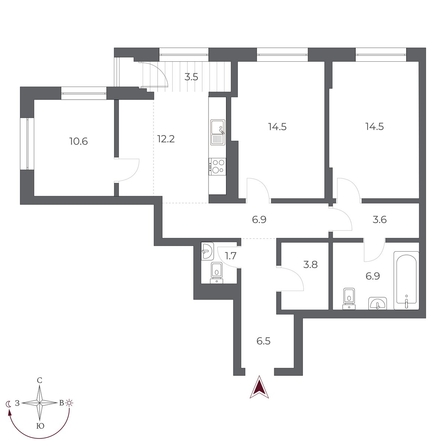 
  Продается 3-комн. квартира, 84.7 м², ЖК ОСКАР, дом 1
. Фото 2.