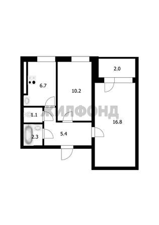 
  Продается 2-комн. квартира, 44.5 м², Троллейная ул, д. 158
. Фото 9.