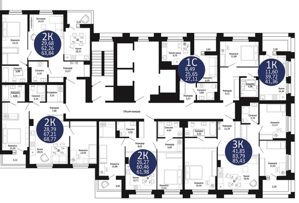 
  Продается 2-комн. квартира, 61.98 м², ЖК Первый на Рябиновой
. Фото 1.
