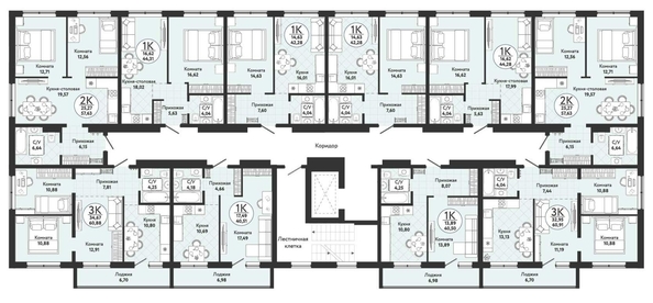
  Продается 1-комн. квартира, 44.28 м², ЖК Одоевский, дом 4
. Фото 1.