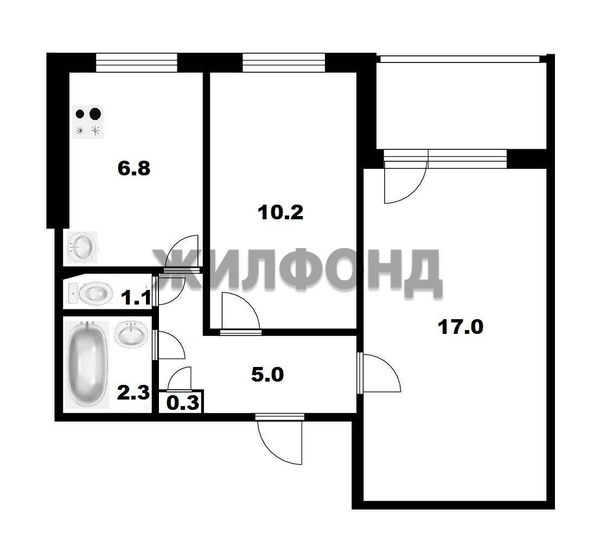 
  Продается 2-комн. квартира, 44.6 м², Есенина ул, д. 12
. Фото 8.