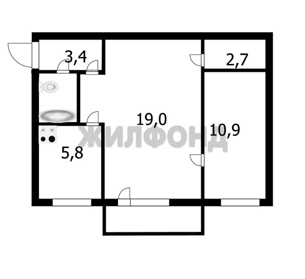 
  Продается 2-комн. квартира, 46 м², Сибирская ул, д. 28
. Фото 13.