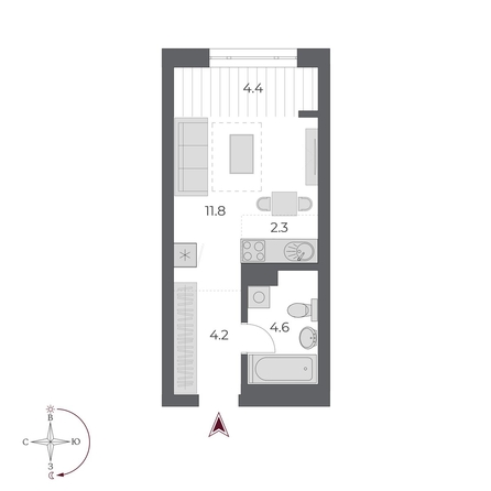 
  Продается студия, 27.3 м², ЖК ОСКАР, дом 2
. Фото 1.