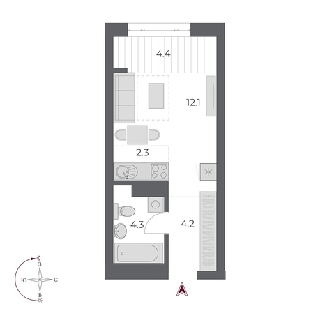 
  Продается студия, 27.3 м², ЖК ОСКАР, дом 2
. Фото 1.