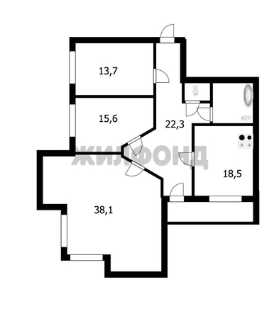 
  Продается 3-комн. квартира, 117.4 м², Ельцовская ул, д. 2
. Фото 19.