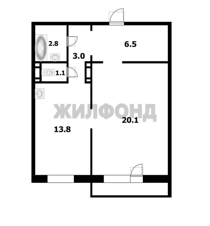 
  Продается 1-комн. квартира, 48.1 м², Плющихинская ул, д. 1
. Фото 13.