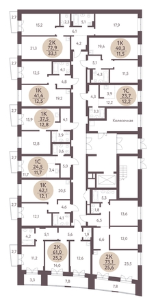 
  Продается 2-комн. квартира, 73.1 м², ЖК Зеленый город, дом 1
. Фото 1.