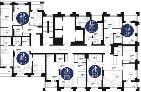 
  Продается 2-комн. квартира, 61.52 м², ЖК Первый на Рябиновой
. Фото 1.