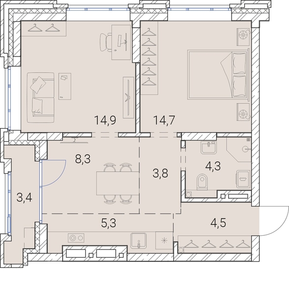 
  Продается 2-комн. квартира, 59.2 м², ЖК Тайм Сквер
. Фото 19.