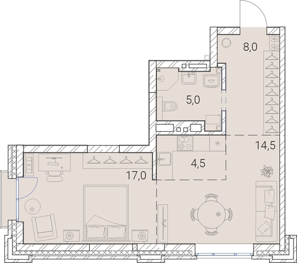 
  Продается 1-комн. квартира, 49 м², ЖК Тайм Сквер
. Фото 19.