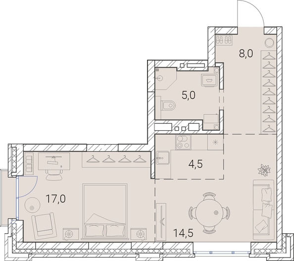 
  Продается 1-комн. квартира, 49 м², ЖК Тайм Сквер
. Фото 19.
