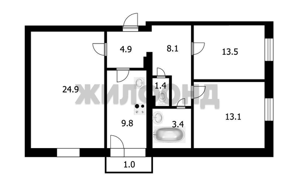 
  Продается 3-комн. квартира, 80.1 м², Поселок Кольцово, д. 31
. Фото 18.