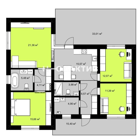 
  Продается коттедж, 109.9 м², село Каменка
. Фото 5.