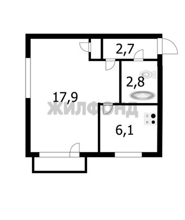
  Продается 1-комн. квартира, 30.1 м², М.Горького ул, д. 2
. Фото 14.