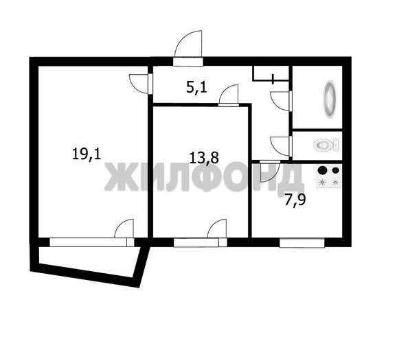 
  Продается 2-комн. квартира, 52.9 м², Курчатова ул, д. 3
. Фото 25.