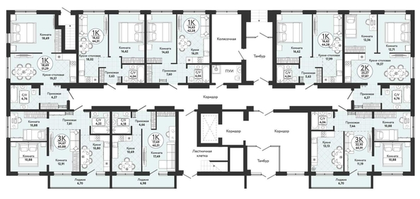 
  Продается 3-комн. квартира, 60.91 м², ЖК Одоевский, дом 4
. Фото 1.