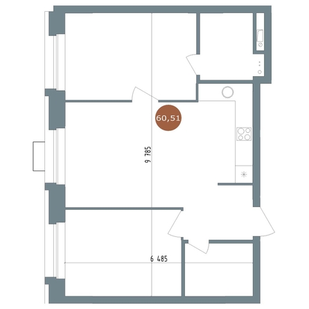 
  Продается 3-комн. квартира, 60.51 м², ЖК 19/56 Кварталы Телецентра, сек 3
. Фото 1.