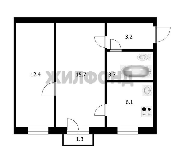 
  Продается 2-комн. квартира, 41 м², Индустриальная ул, д. 13
. Фото 12.
