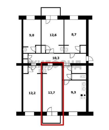 
  Продается комната, 14 м², Блюхера ул, д. 28
. Фото 19.