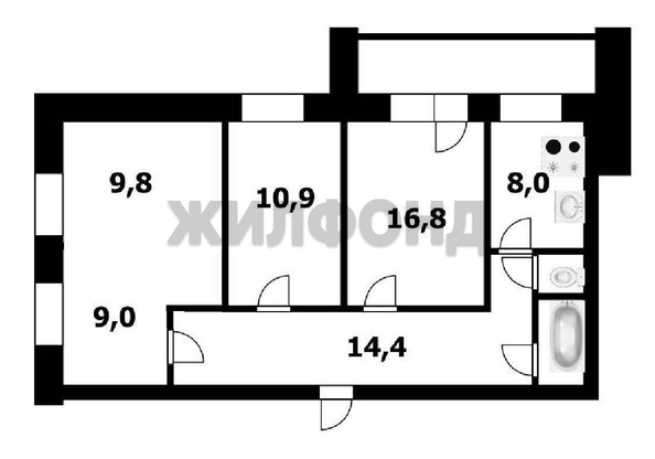 
  Продается 3-комн. квартира, 71.7 м², Балакирева ул, д. 1
. Фото 24.