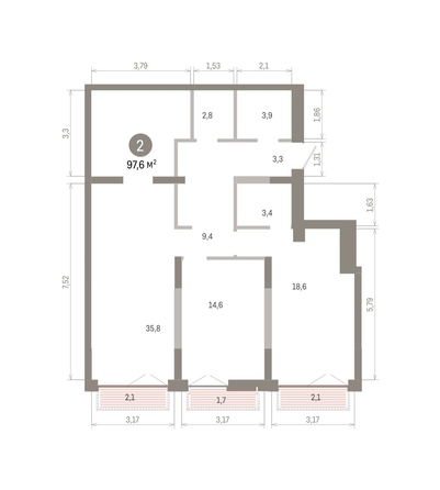 
  Продается 2-комн. квартира 97.61 м², в ЖК Европейский берег, дом 45. Фото 1.