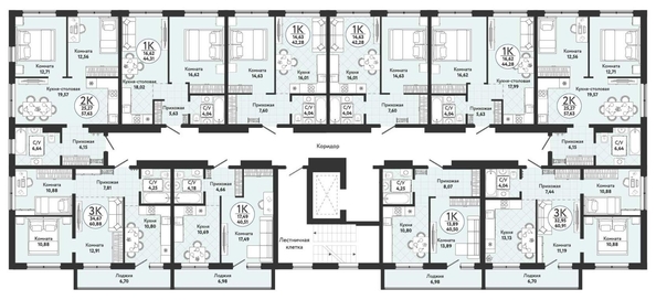 
  Продается 1-комн. квартира, 44.31 м², ЖК Одоевский, дом 4
. Фото 1.