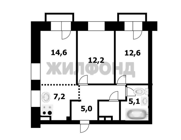 
  Продается 3-комн. квартира, 61.4 м², ЖК Притяжение
. Фото 15.