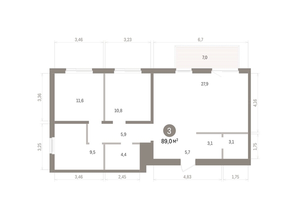 
  Продается 3-комн. квартира 89 м², в ЖК Пшеница, дом 5.2. Фото 1.