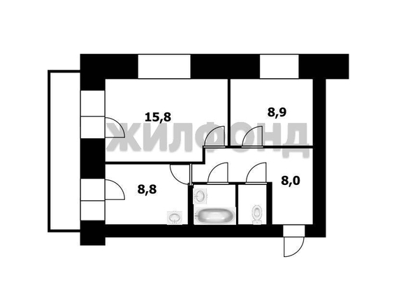 
  Продается 2-комн. квартира, 44.8 м², Обская (Ивушка тер. СНТ) ул, д. 20
. Фото 14.