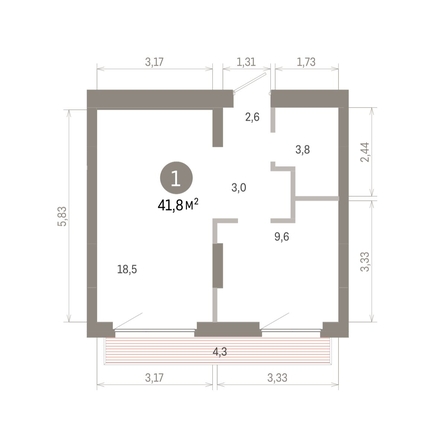 
  Продается 1-комн. квартира, 41.8 м², ЖК Лебедевский квартал, дом 1
. Фото 2.